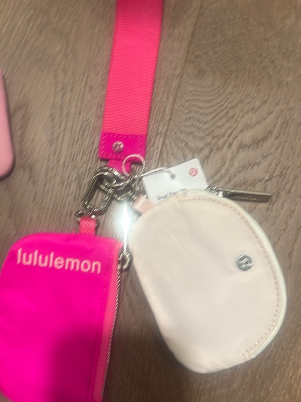 lululemon athletica Hot Pink and Cream Mini Key Pouch Set